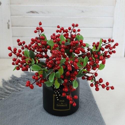 1pc Christmas Berry Blueberry Single Branch Simulation Fruits Plants Artificial Flowers DIY Wedding Garden Xmas Navidad Decor