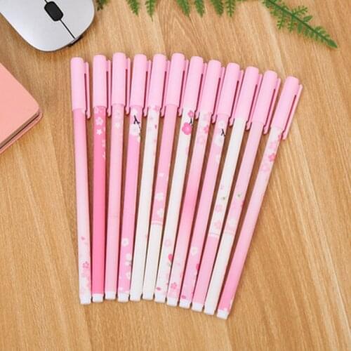 10pcs Sakura Gel Pen Novelty Kawaii Cute Pens Student Stationery Kawaii Pen Black Ink Signature Gel Pens School Office Supplies