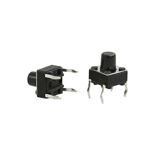 100 x Black PCB Momentary Tactile Tact Push Button Switch 4 Leg DIP 6 x 6 x 7mm