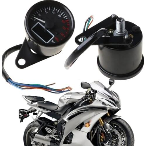 12V Motorcycle Speedometer LED Digital Tachometer Liquaid Crystal Instrument Gauge Odometer with Fuel meter Indicator