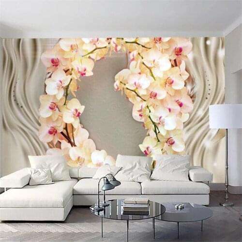 Beibehang Custom wallpaper 3D silk orchid flower TV background wall 5d living room bedroom mural papel de parede 8d wall paper