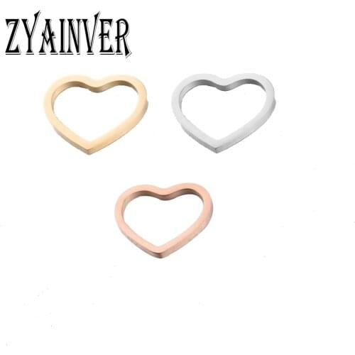 5pcs/lot Love Heart DIY Charms Stainless Steel Rose Gold Jewelry Making Necklace Bracelet Pendant Connectors Charms Wholesale