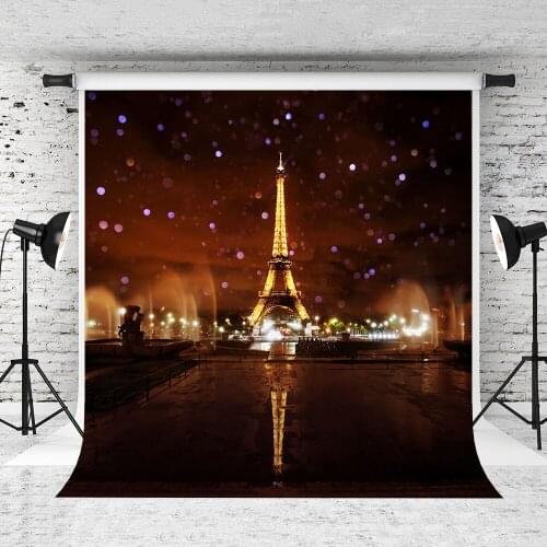 VinylBDS Eiffel Tower Photography Backgrounds Brown City Night Photo Background Photography Backdrop Wedding Photo Backdrops