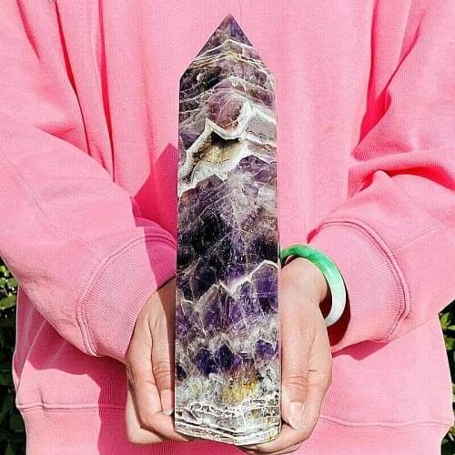 800-1000g Large Natural Dream Amethyst point natural Crystal Chakra healing tower gifts