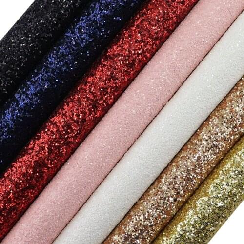 91x134cm Yard Red Black Blue White Plain Dyed Chunky Glitter Fabric Leather For Bows Earring Home Decoration Bag DIY AY071