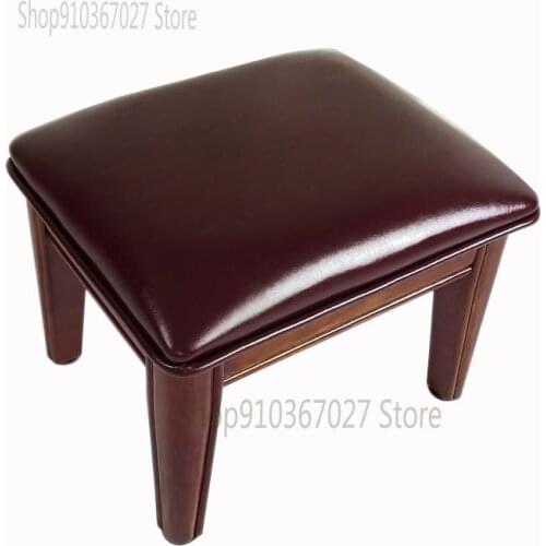 American creative solid wood sofa stool bedroom dressing stool soft leather light wooden chair corridor shoe stool