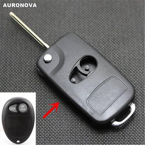 AURONOVA New Upgrade Folding Key Shell for Buick GL8 2 Buttons Remote Car Key Case DIY With Uncut Blade