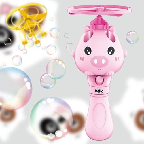 Bamboo Dragonfly Bubble Machine for Children Summer Kids-Toys Cute Flying Saucer Bubble Blower Toy Bubble Wand Toy for Kids