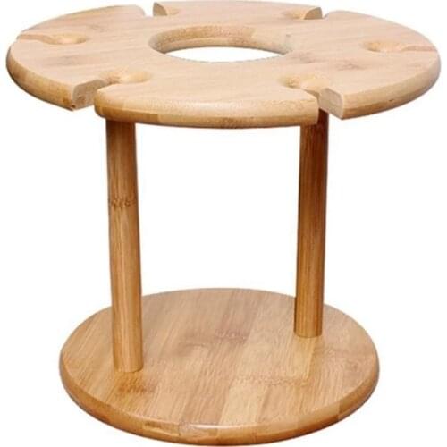 Wine Glass Holder Bamboo Tabletop Wine Glass Drying Racks Camping for 6 Glass and 1 Wine Bottle Wine Bottle Holder Wine Rack