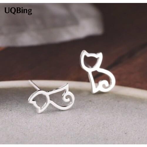 Free Shipping 2016 New Arrivals Cat Stud Earrings 925 Sterling Silver Stud Earrings For Women Jewelry Pendientes Brincos