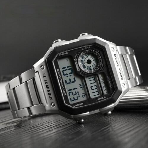 TOP Business Men Fashion Casual Electronic Wristwatches Waterproof Clock Relogio Masculino Digital Dual Time Sports Watches