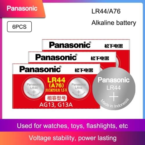 Panasonic 6pcs 2021 Promotion New 1.5v LR 44 LR44 AG13 Watch Clock Batteries Pilas GP76 L1154 LR1154 SR1154 SR44 SR44SW SR44W
