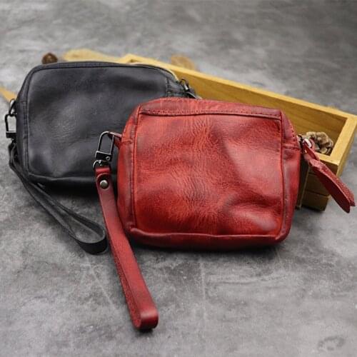 Genuine Leather Women Clutches Lady Wristlet Handbags Short Money Bag Zipper Coin Purse Card ID Holder Clutch For Woman Notecase