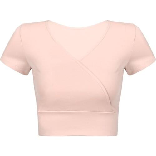 New Short Sleeve Women Sport Top Breathable V-neck T-shirt Quick Dry Fitness Gym Sexy Running Workout Cycling Tight Clothes