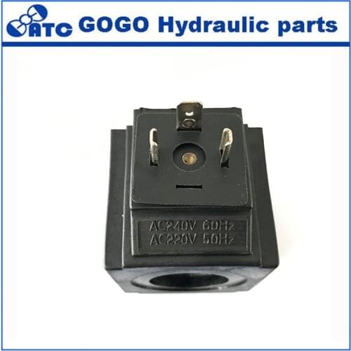 Hydraulic solenoid valve coil 220V hole :20mm, height 53 . Square coil Round type