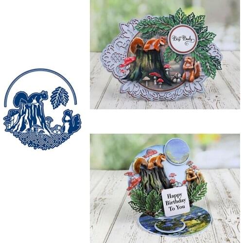 Mountain Squirrel Flower Metal Cutting Dies for DIY Scrapbooking Crafts Dies Cut Stencils Maker Photo Album Template Handmade