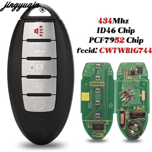 Jingyuqin Smart Remote Key Fob 434Mhz ID46 Pcf7952 Chip For Nissan Altima Maxima 2013 2014 2015 Car Key