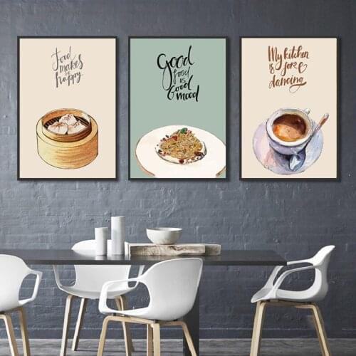 Picture In The Kitchen Canvas Wall Art Kitchenware Posters On The Wall Paintings for Interior Frameless Home Room Decor