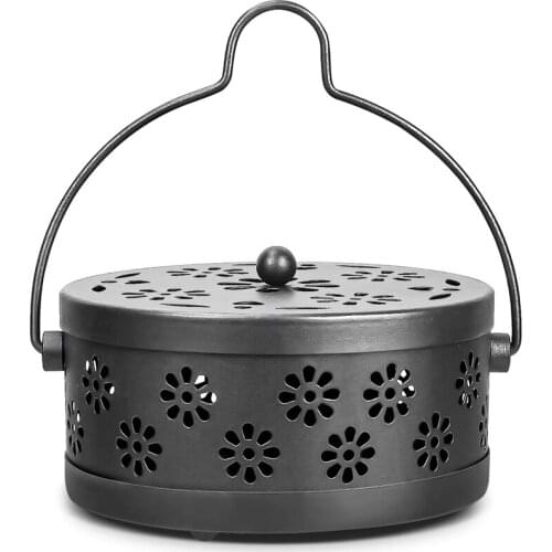 Classic Portable Mosquito Coil Holder with Handle Retro Iron Mosquito Incense Burner Use for Home and Garden