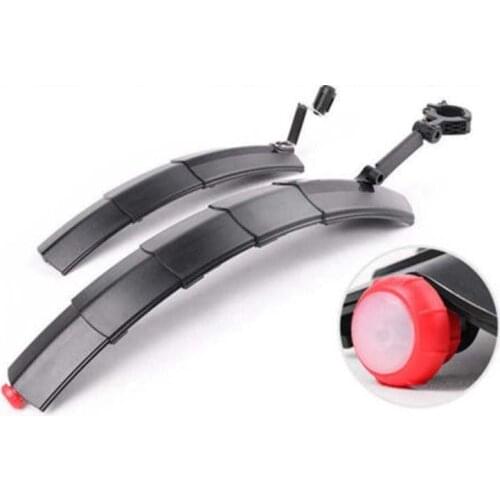 Telescopic LED Folding Bicycle Fender Set with Taillight MTB Front Rear Mudguards Cycling Parts Bike Fenders