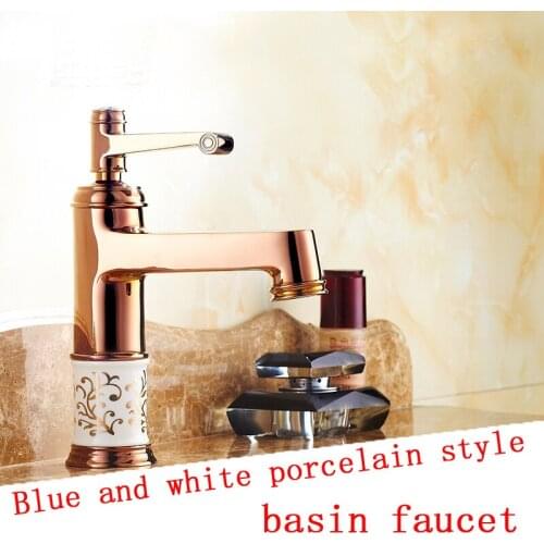 Art bathroom single hole sink basin faucet mixer water tap, European Antique short style brass basin faucet gold plated Whosale