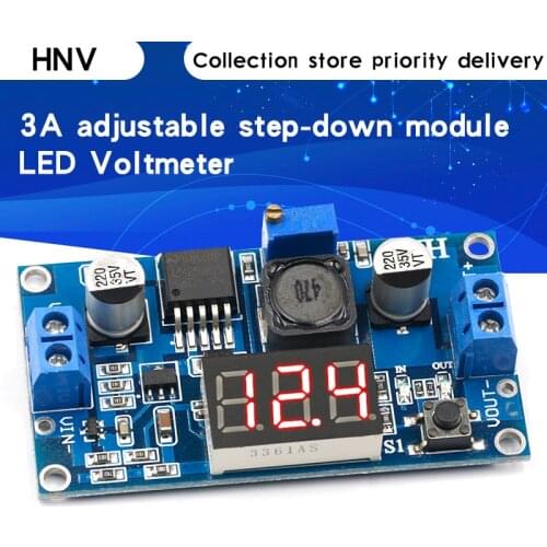LM2596 BUCK 3A DC-DC Voltage Adjustable Step-Down Power Module + Blue LED Voltmeter