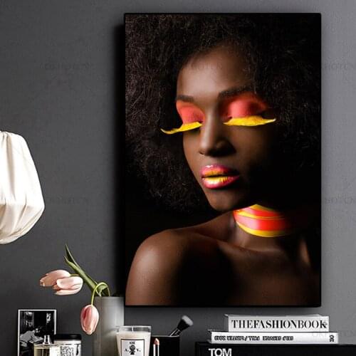 Make-up Long Eyelashes African Sexy Nude Woman HD Print Canvas Painting Cuadros Poster Scandinavian Wall Art Picture Decoration