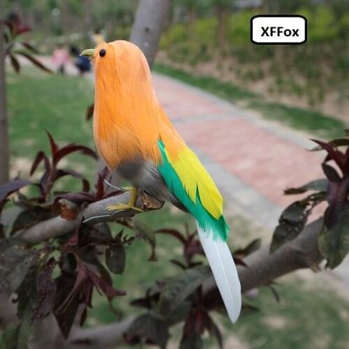 Mini real life orange bird model foam&feather simulation cute vivid bird doll gift about 12cm xf0870