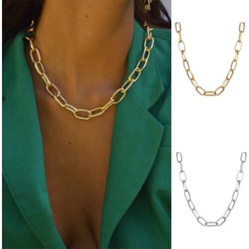 Fashion Punk Multi-layered Snake Chain Necklace For Women Vintage Gold Hoop Metal Choker Sweater Necklace Party Jewelry Gift