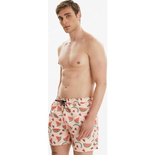 Salmon Watermelon Mens Printed Surfing & Beach Shorts Swimwear Summer Beach Style