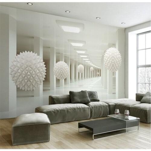 Custom Wall Mural Large Wall Painting Modern 3D Stereoscopic Abstract Art Space White Ball Living Room TV Backdrop Wallpaper 3D