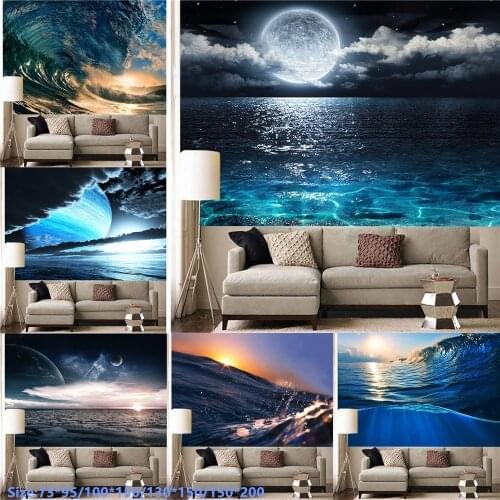 3D Print Sea Moon Sun Wall Hanging Tapestry for Bedroom Living Room Decor 95x73cm Boho Decoration Home Decor Decoration Mural