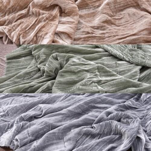 Creased Real Silk Velvet Georgette Velvet Fabric Spring And Autumn Real Silk Velvet Fabric Creased Velvet/0.5m