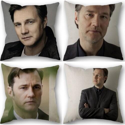 David Morrissey Pillowcase Cotton Linen Fabric Square Zippered Pillow Cover Office Family Decoration 45X45cm Eco-Friendly 1210