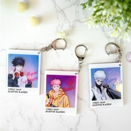 NEW Anime Gojo Satoru Itadori Yuji Fushiguro Megumi Cosplay Cartoon Keyring Toy Jujutsu Kaisen Acrylic Square Keychain Pendant