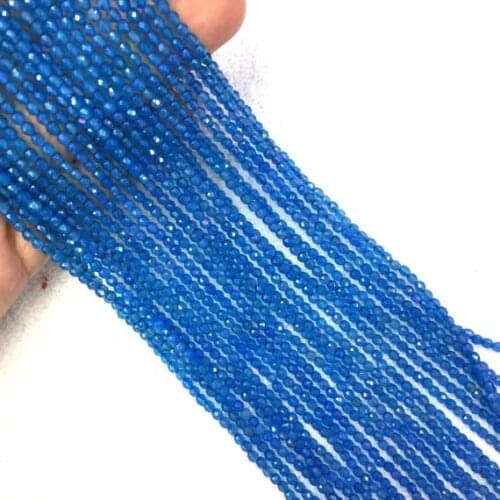 Charming Blue Agat e 2mm 3mm 4mm Faceted Natural Gem stone Small beads 5string/lot 15.5" string