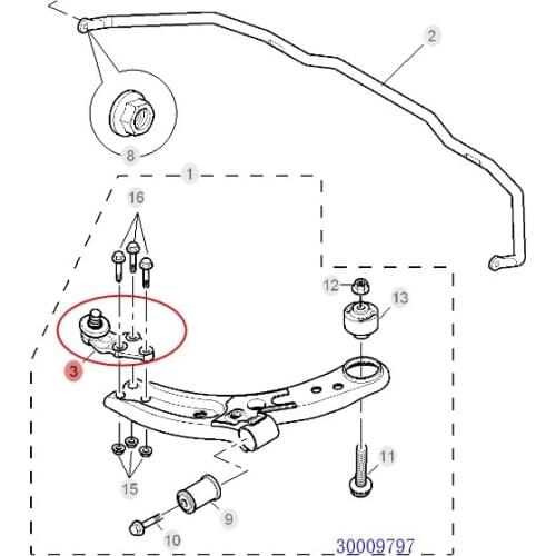 Original new hem arm ball head triangle arm rubber ball head 30009797 for SAIC MG 3
