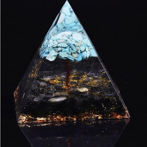 Orgone Pyramid Tree Of Life Healing Crystals Turquoise Energy Pyramid For Positive Balance Meditation Aid Resin Crafts