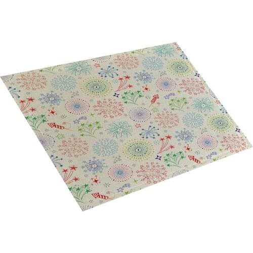 Fashion Print Rectangle Cotton Linen Western Style Table Pad Cut Mats Placemat for Dinner KitchenTable 40x30cm Flower