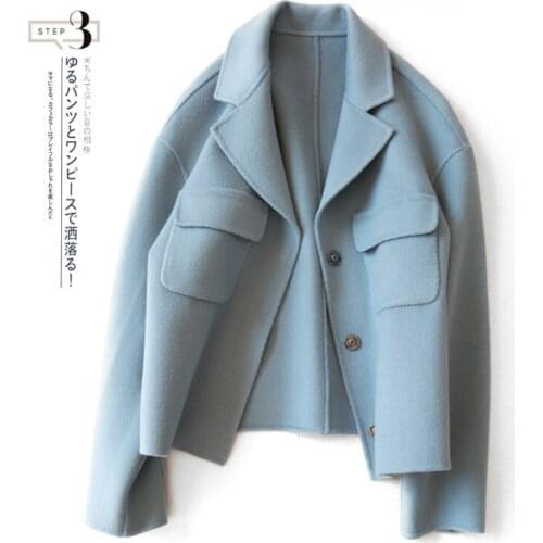 Handmade Woolen Short Ladies 2021 Autumn And Winter New British Temperament Double-sided Wool Velvet Coat Wome