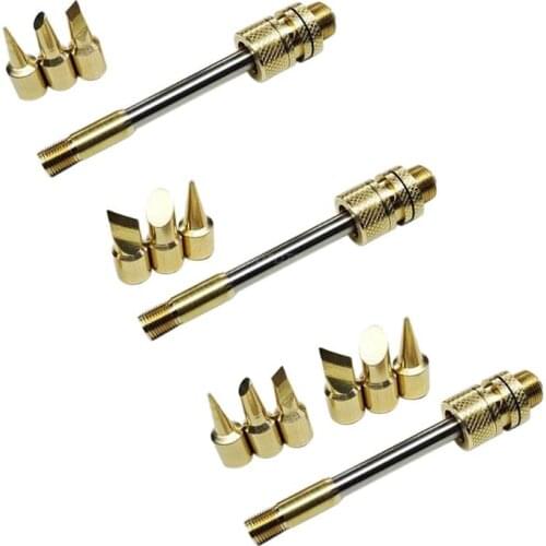 OOTDTY 20-100W Electric Soldering iron Tip Replaceable Solder iron Tip Welding Tools Cutter head Horseshoe Pointed Golden
