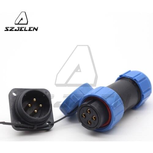 SP21 4 Pin Connector Aviation Square Panel Mount Waterproof Connectors Male Socket and Female Plug IP68