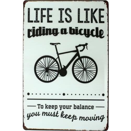 SUMIK Life is Like Riding A Bicycle You Much Keep Moving, Metal Tin Sign, Vintage Art Poster Plaque Garage Home Wall Decor