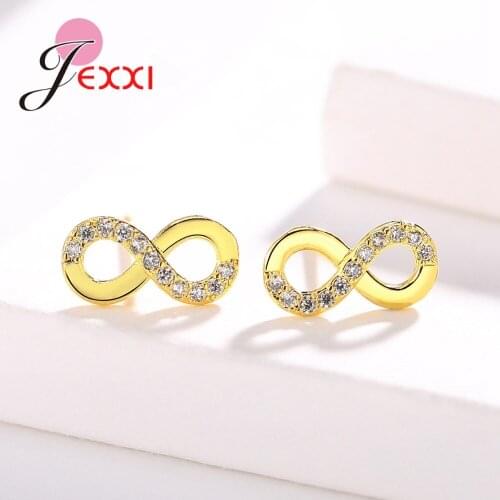 Pendientes Mujer Moda 925 Sterling Silver Cubic Zirconia Letter Shape Letter 8 Piercing Stud Earrings For Women Ear Jewelry