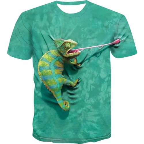Funny Chameleon T-Shirts Animals Lizard Dragon Dinosaur 3D Printed Men Women Streetwear Fashion T Shirt Cool Kids Boys Tees Tops