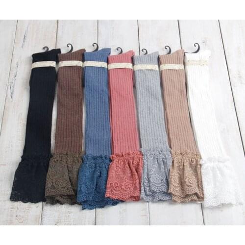 Women Knitting Lace Cotton Over Knee Thigh Stockings High Socks Pantyhose Tights