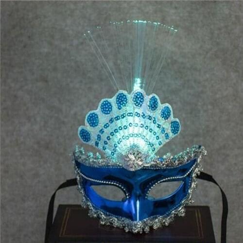 10 Pieces Peacock LED Flashing Fiber Mask Princess Dance Makeup Ball Dress Party Home Decoration Wedding Birthday Accessories