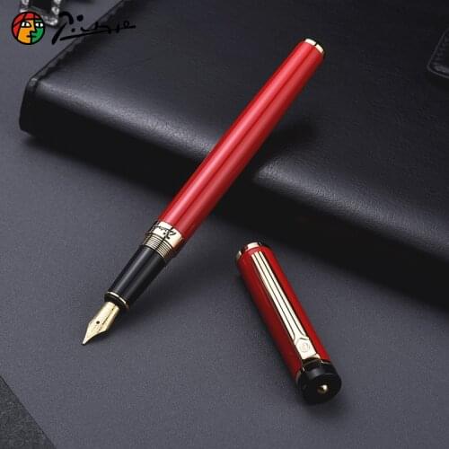 2020 New Arrival Pimio Luxury Black and Gold Clip 0.5mm Iridium Nib Fountain Pen with Gift Box Ink Metal Pens Free Engraving