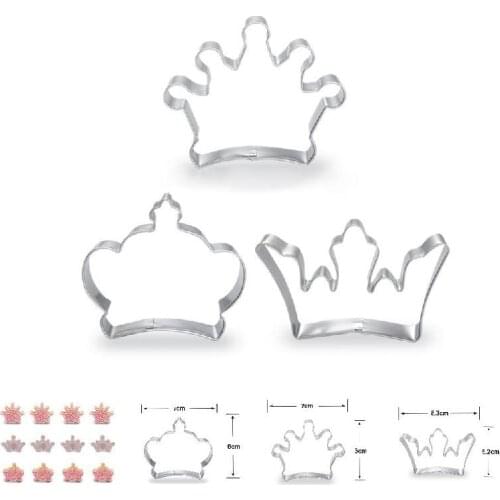 Newly 3pcs Set Cookie Cutter DIY Mold Mould Tools Stainless Steel Crown Shape Kitchen