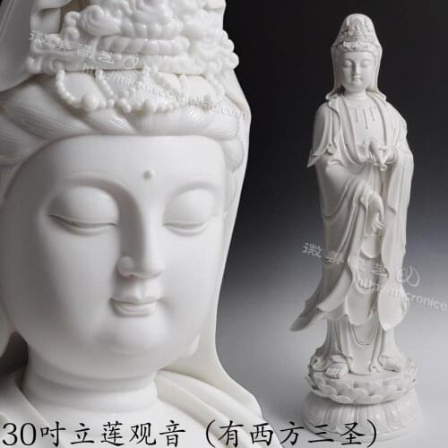 30 inch thick elegant ceramic like Avalokiteshvara put Ephraim Guanyin Buddha like Sam West Dehua white porcelain